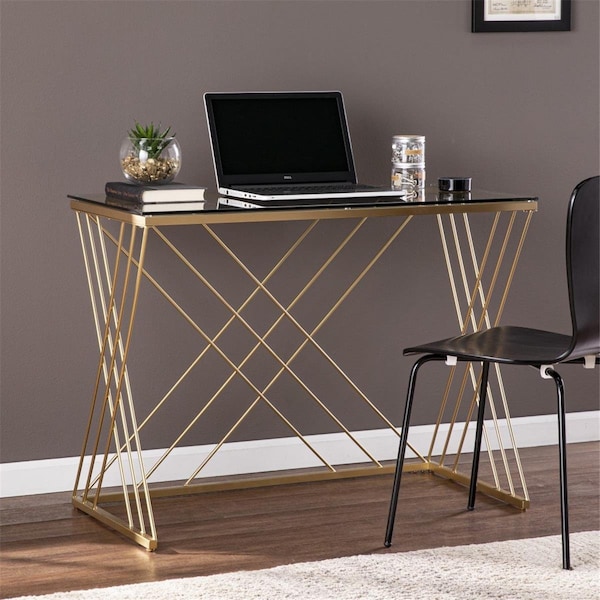 Homeroots Modern Glass Top Desk 402046 - main